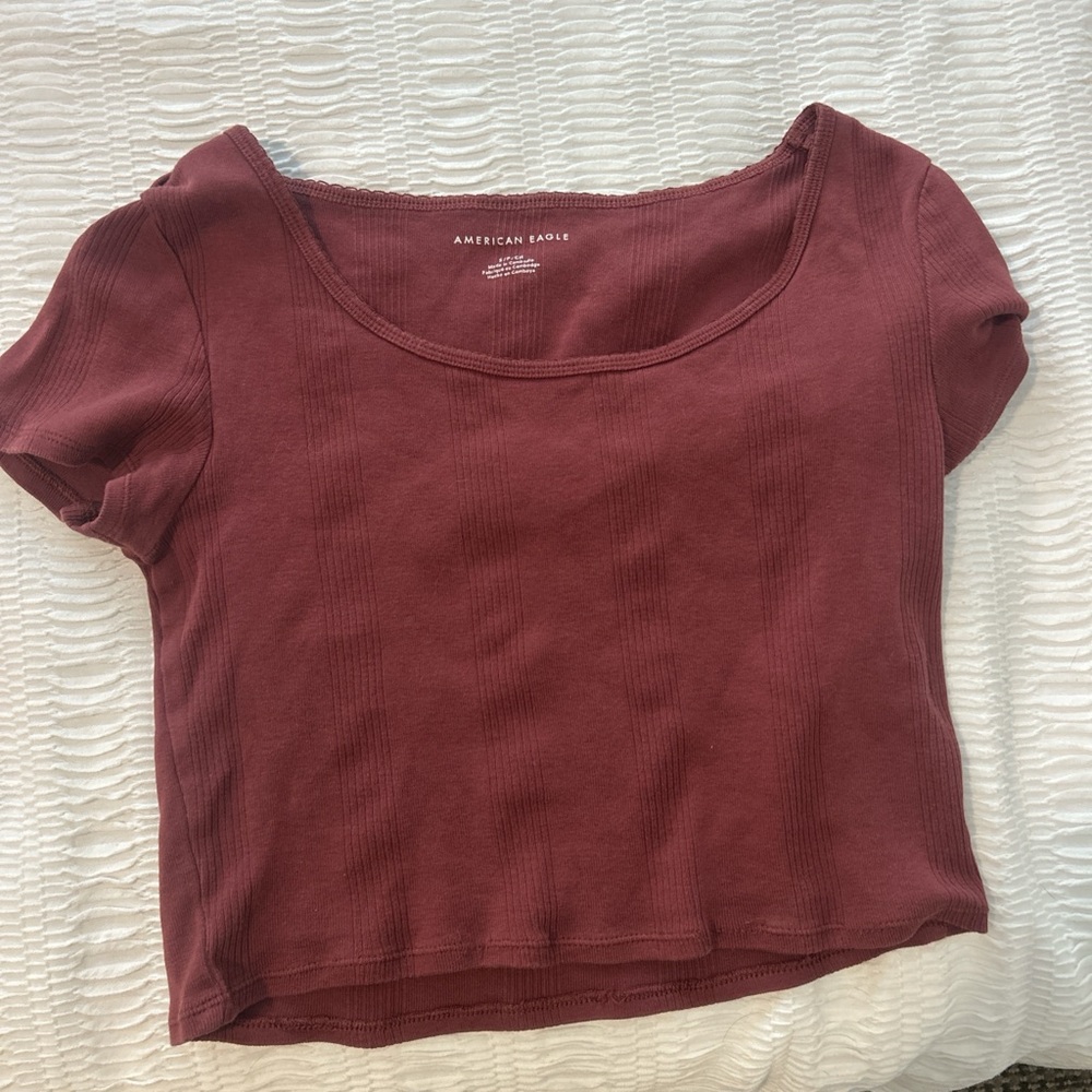 American Eagle Outfitters Women's Maroon Crop Top